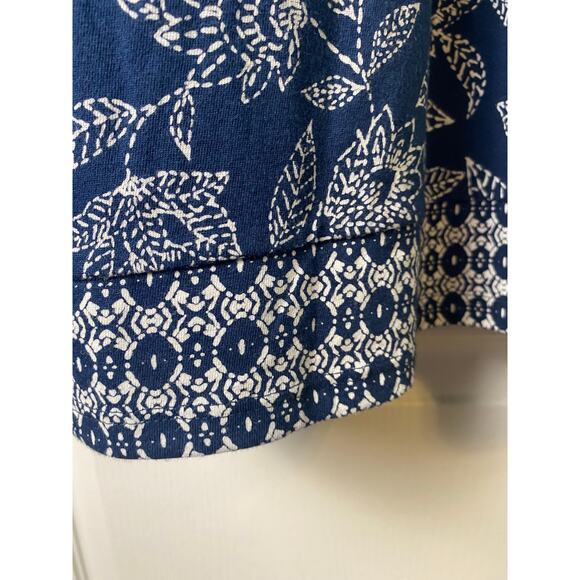 Pure Jill Navy Floral Print V-Neck Short Sleeve Cotton T-Shirt Dress Size Small - Picture 6 of 8
